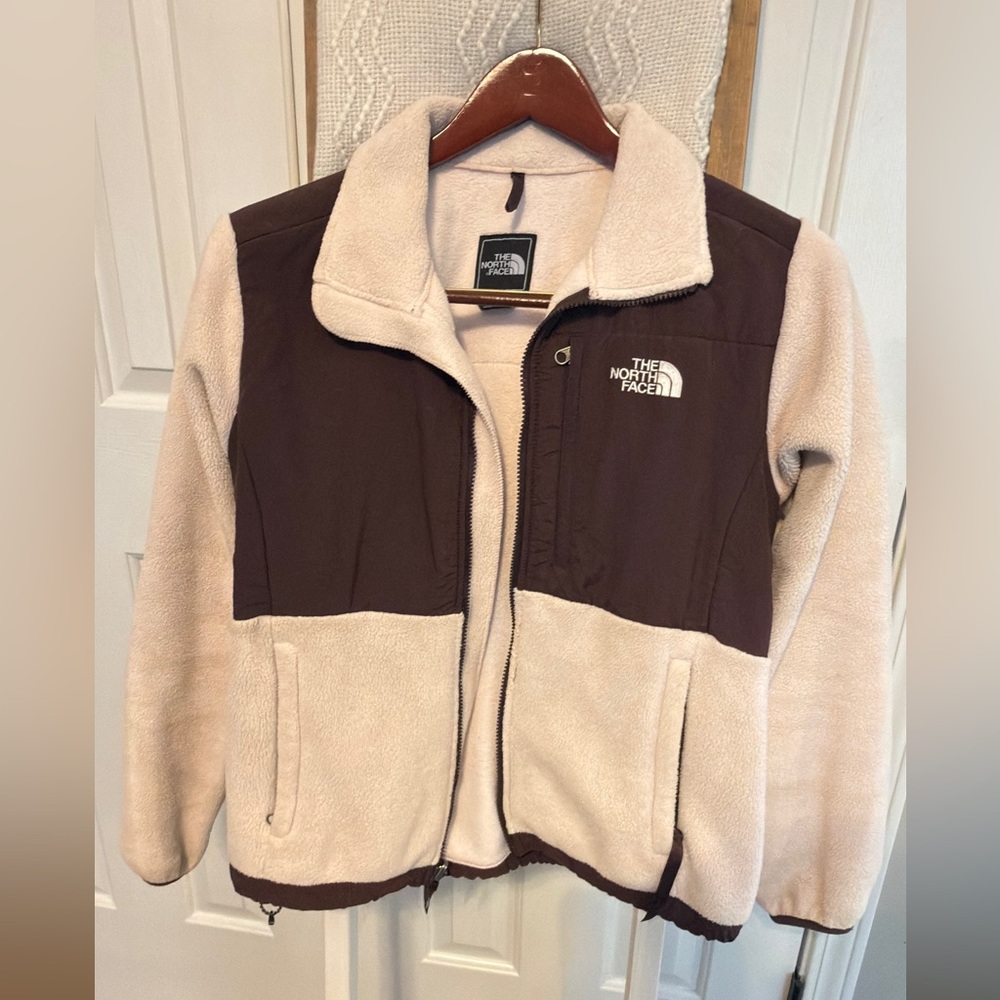 The North Face Light Blush Pink and Brown Denali Fleece Jacket Polartec